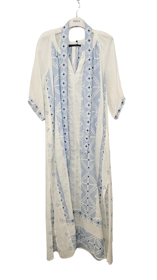Vestido Mangas Cruz Azul