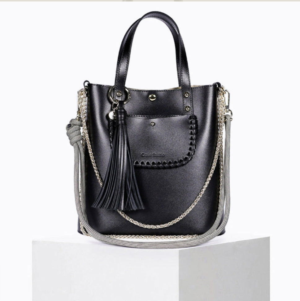 Bolso Midi Piel Negra